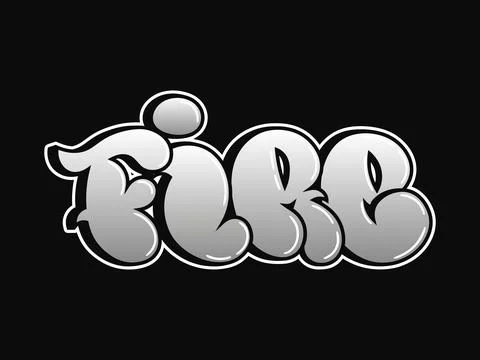 Fire word graffiti bubble letter typography design Иллюстрация