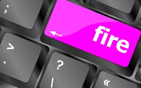 Fire word on keyboard key, notebook computer button Illustrazione stock