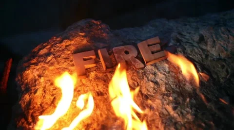 Fire Word at night Video stock 51450247
