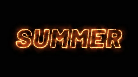 Fire with the word summer. Burning flames text. Summer word in English. Stock After Effects