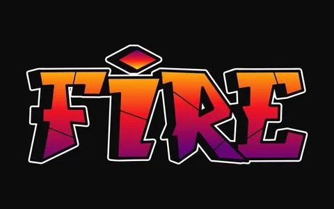Fire word trippy psychedelic graffiti style letters. Vector hand drawn doodle Stock Illustration