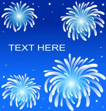 Fire work on blue background Stock Illustration
