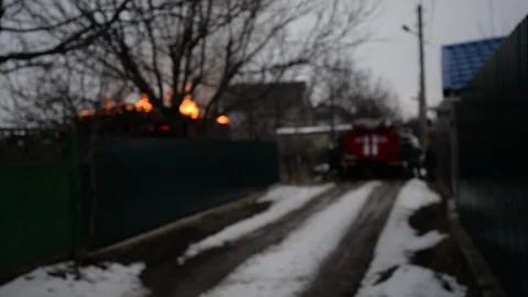 Fire, the work of firefighters. Stock Footage 86195203