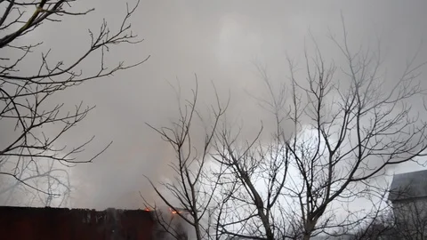 Fire, the work of firefighters. Stock Footage 86197836