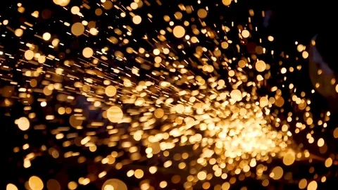 Fire work of granding of iron in a workshop3 Stock Footage 129453324