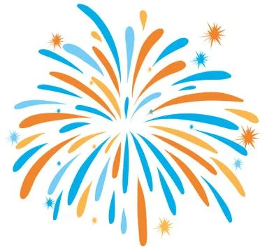 Fire work in orange and blue color Stock Illustration