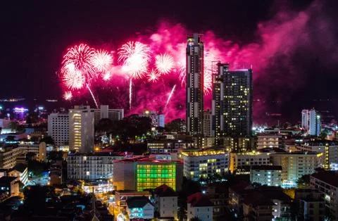 Fire work in Pattaya  Southeast Asia Foto stock