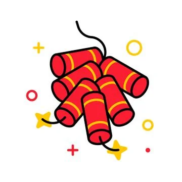 Fire work vector, Chinese New year filled icon Stock Illustration