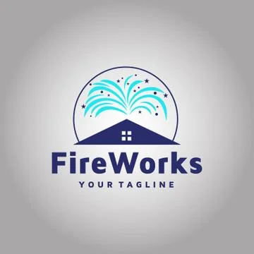 Fire works celebration vector logo design Stock Illustration