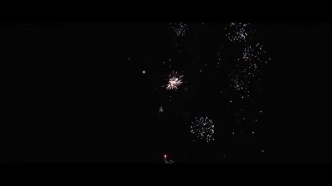 Fire works at night sky, close up Stock Footage 294010310