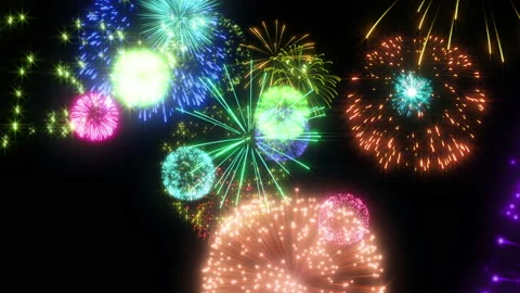 Fire works particle effect animation Stock Footage 207988464