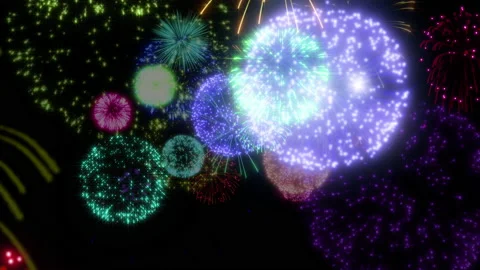 Fire works particle effect animation Stock Footage 207988507