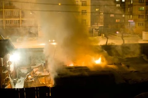 Fire in yard Stock Photos