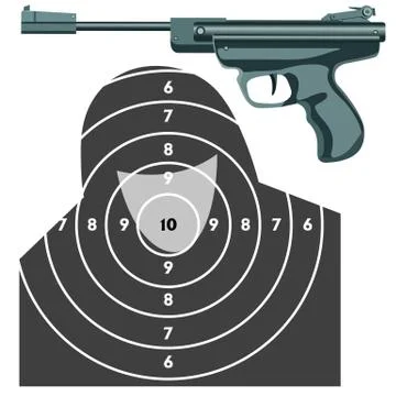 Firearm, the gun against the target. vector Stock Illustration