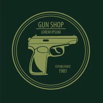 Firearm logo template. Guns, rifles badge. Flat design Stock Illustration