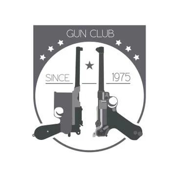 Firearm logo template. Guns, rifles badge. Flat design Stock Illustration