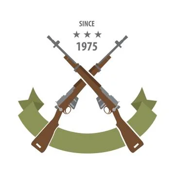 Firearm logo template. Guns, rifles badge. Flat design Stock Illustration