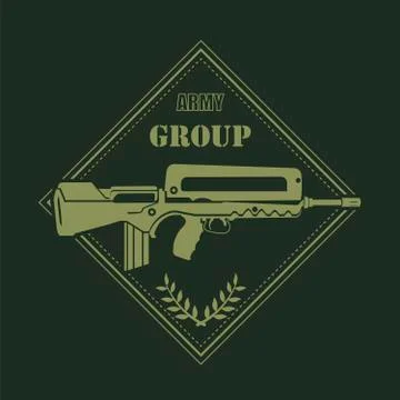 Firearm logo template. Guns, rifles badge. Flat design Stock Illustration