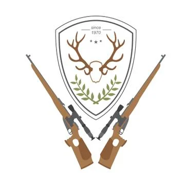 Firearm logo template. Guns, rifles badge. Flat design Stock Illustration