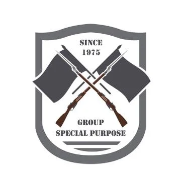 Firearm logo template. Guns, rifles badge. Flat design Stock Illustration