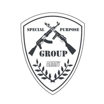 Firearm logo template. Guns, rifles badge. Flat design Stock Illustration