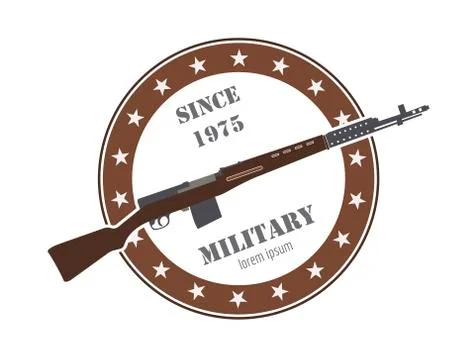 Firearm logo template. Guns, rifles badge. Flat design Illustrazione stock
