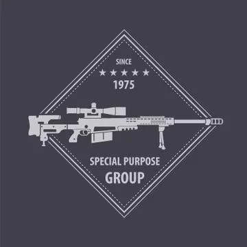 Firearm logo template. Guns, rifles badge. Flat design Stock Illustration