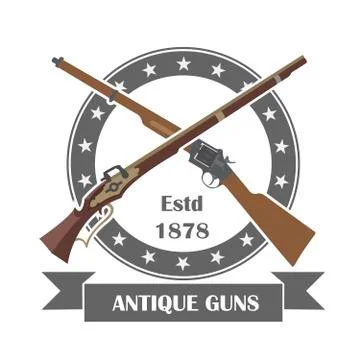 Firearm logo template. Guns, rifles badge. Flat design Stock Illustration