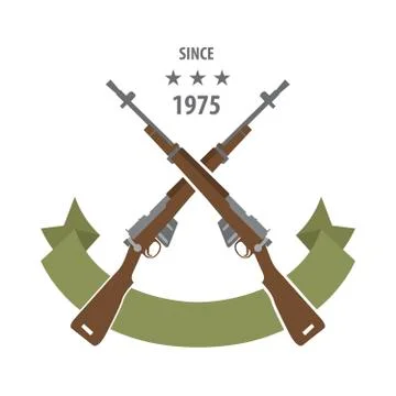 Firearm logo template. Guns, rifles badge. Flat design. Vector illustration Stock Illustration