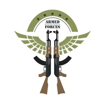 Firearm logo template. Guns, rifles badge. Flat design. Vector illustration Stock Illustration