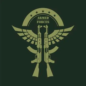 Firearm logo template. Guns, rifles badge. Flat design. Vector illustration Stock Illustration