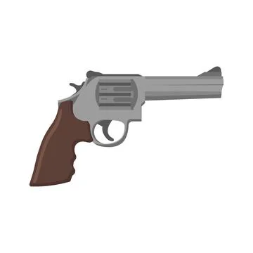 Firearm revolver in flat on white background Stock Illustration