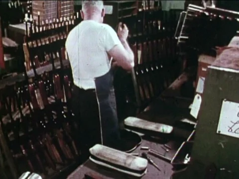 Firearms are proof tested and targeted at a Dupont gun facility in the 1960s. Stock Footage 74965306