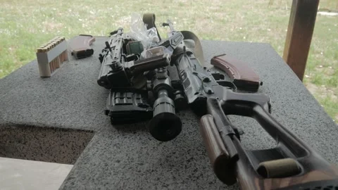 Firearms at the shooting range Stock Footage 194795504