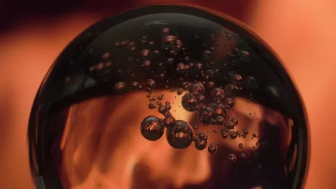 Fireball. The ball is a sphere with the fire of the flame reflected in it Stock Footage 144768396