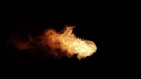 Fireball burning with fire flame transition reveal isolated on black background 스톡 동영상 237364616