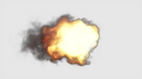 Fireball burning with flame fire and smoke looping Isolated on alpha background Stock Footage 237364701