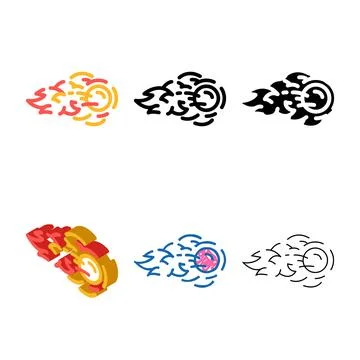 Fireball color icon vector styleset 库存插图