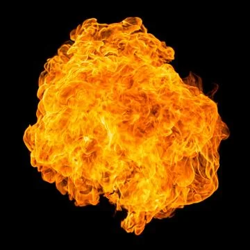 Fireball explosion on black background Stock Photos