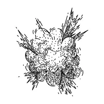Fireball explosion bomb sketch hand drawn vector Stock Illustration