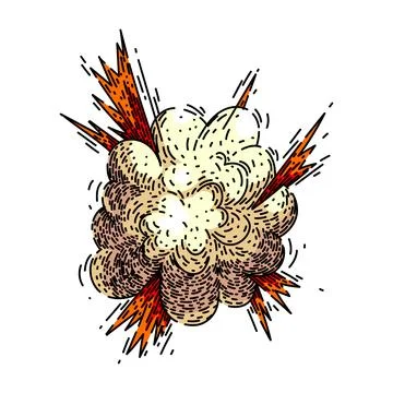 Fireball explosion bomb sketch hand drawn vector Stock Illustration
