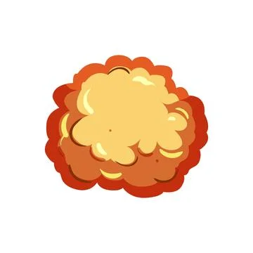 Fireball explosion cartoon drawing with smoke clouds Illustrazione stock