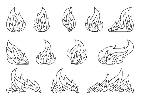 Fireball flame hot fire line set blaze natural gas Stock Illustration