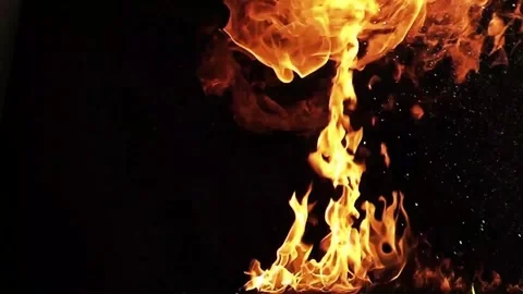 Fireball Flash Explosion Sparks Burst On Black Background Stock Footage 340676452