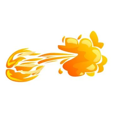 Fireball flying creating a hot explosion effect with flames and smoke Stock Illustration
