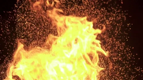 Fireball going up, embers coming down - slow motion 動画素材 76800865