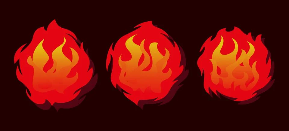 Fireball icon set Stock Illustration