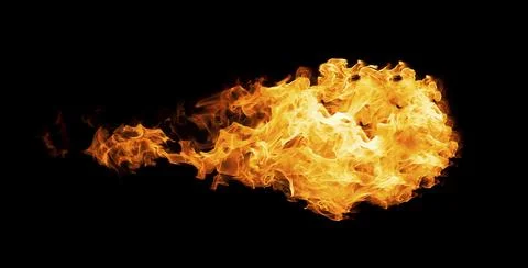 Fireball isolated on black background. Close up 写真素材
