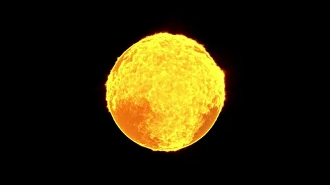 Fireball isolated on black background Stock Footage 76104716