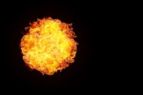 Fireball isolated on a black background 写真素材
